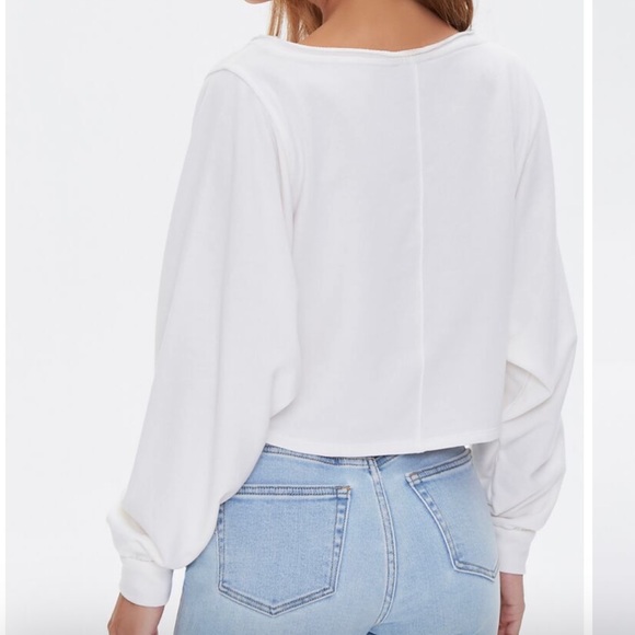 NWT❗️ Forever 21 | White French Terry Pullover - Picture 3 of 7